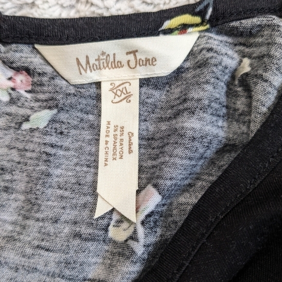 Matilda Jane Shirt Women's XXL Black Floral Pep In Your Step Peplum Top - Picture 5 of 6